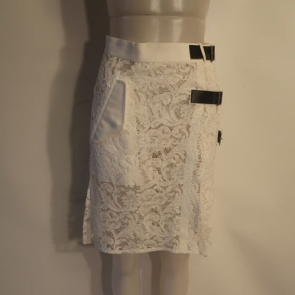 Bloomingdale's Skirts Womens Bloomingdales White Semisheer Lace